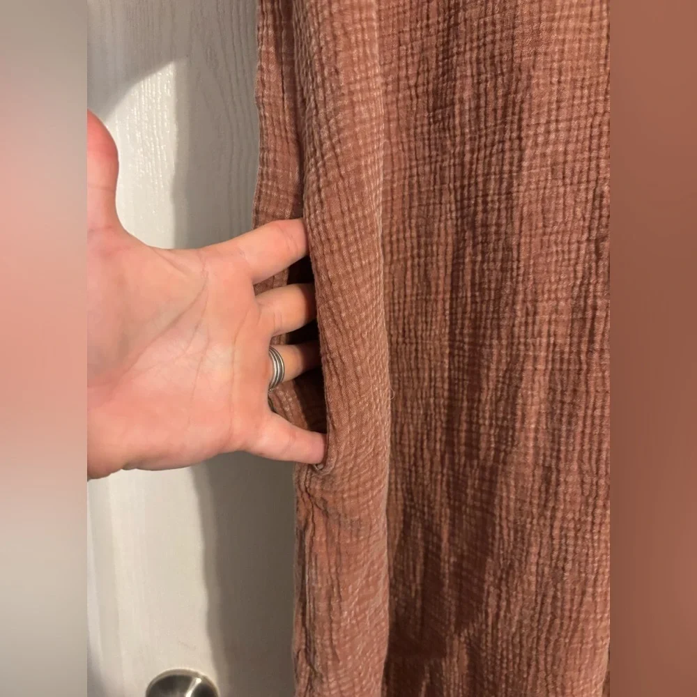 Easel Mineral washed Colton Gauze terracotta midi dress Lg - Picture 5 of 6